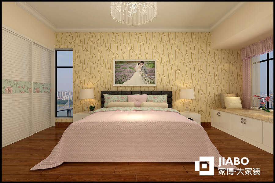 株洲美的城94平米现代简约风格2居室装修设计效果图